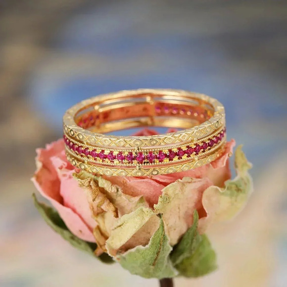 Retro Gemstones Around Eternity Zircon Vintage Ring for Woman, VP1349 - Picture 1 of 6